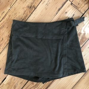 Suede Skort Green Skirt Shorts